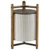 Image de BOVER lampe de table KANDO M/40/R (Ruban blanc - Aluminium, bois de teck, ruban, polycarbonate.)
