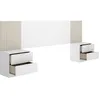 Image de Ensemble Tete De Lit + 2 Tables De Nuit Avec 2 Tiroirs - Loma - Blanc / Bois - 258,6 X 34,2 X 106 Cm