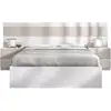 Image de Ensemble Structure De Lit + Tete De Lit Et 2 Tables De Nuit Avec 2 Tiroirs - Bianca - 160 X 200 Cm - Blanc / Bois