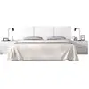 Image de Ensemble Tete De Lit En 3 Parties + 2 Tables De Nuit Avec 2 Tiroirs - Havana - Blanc - 256,8 X 34,2 X 96 Cm