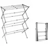 Image de Innovagoods étendoir à linge vertical métallique pliable et extensible avec 3 niveaux, étendoir pliable pour intérieur et extérieur, étendoir à linge pliable, couleur acier.