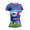 Image de T-shirt Running Femme - OTSO Made To Trail - Bleu/Vert/Rose - Taille L