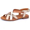 Image de Sandales plates en cuir tressé Algar W0X pour femme - PIKOLINOS - Marfil - Pointe ronde - Talon de 1 5 cm