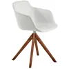 Image de Chaise rembourrée - Pivotante - ANGEL CERDA - Tissu et pieds bois de frêne - Blanc - L 58 x P 54 x H 81 cm