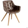 Image de Chaise rembourrée - ANGEL CERDA - Simili cuir et pieds bois de frêne - Marron - L 65 x P 46 x H 78 cm