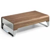 Image de Table Basse Rectangulaire 2 Tiroirs Bois Noyer Et Acier Chromé Launa