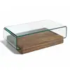 Image de Table basse verre trempé et bois plaqué noyer lona Angel Cerda