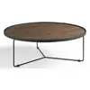 Image de Table Basse Ronde Bois Plaqué Noyer Et Métal Noir Noka