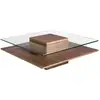 Image de Table Basse Carrée Noyer Et Verre Trempé Koza 100cm - Robustesse Et Durabilité