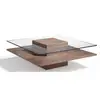 Image de Table basse carrée bois plaqué noyer et verre trempé koza