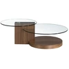 Image de Table Basse Ronde Noyer Et Verre Trempé Lona 120cm - Élégant Et Moderne