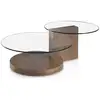 Image de Table basse ronde bois noyer et verre trempé lona