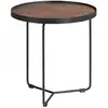 Image de Table D'angle Ronde En Bois De Noyer Et Acier Noir