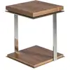 Image de Table D'angle Carrée En Noyer Et Acier Chromé