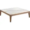 Image de Table Basse Carrée Kloser 100cm - Noyer Et Porcelaine Blanche Effet Marbre
