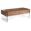 Image de Table Basse Bois Noyer Et Verre Trempé Roka