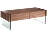 Image de Table basse bois noyer et verre trempé Roka - AC ANGEL CERDÁ - Rectangulaire - Salon - Contemporain - Design