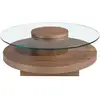 Image de Table Basse Ronde Zoka 100cm - Noyer Et Verre Trempé