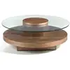 Image de Table basse ronde bois noyer et verre trempé zoka
