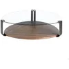 Image de Table basse bois noyer et verre trempé Boltique