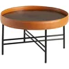 Image de Table Basse Ronde En Simili Cuir, Noyer Et Acier Noir
