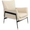 Image de Fauteuil Rembourré En Cuir Et Pieds En Acier Noir