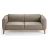 Image de Canapé 3 Places Cuir Taupe Et Pieds Bois Pin Kina-couleur Cuir Piel Vison