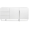 Image de Buffet Design 2 Portes 3 Tiroirs Dezina 180cm - Laqué Blanc Et Acier Chromé