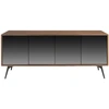 Image de Buffet 4 Portes Kazy 180cm - Noyer Et Verre Effet Miroir Noir