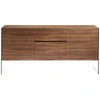 Image de Buffet 2 Portes 2 Tiroirs Roka 180cm - Noyer Et Verre Transparent