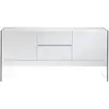 Image de Buffet Design 2 Portes 2 Tiroirs Lorena 180cm - Laqué Blanc Et Pieds Verre Trempé