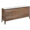 Image de Buffet 4 Portes Kloser 179cm - Noyer Et Porcelaine Blanche Effet Marbre