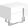 Image de Chevet Design Bois Laqué Blanc Et Pieds Acier Chromé Dezina
