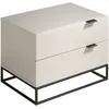 Image de Table De Chevet En Bois Gris Et Acier Noir