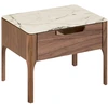 Image de Table D'appoint 1 Tiroir Blazer 55cm - Noyer Et Porcelaine Blanche Effet Marbre