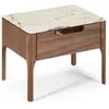 Image de Table de chevet en bois de noyer avec plateau en fibre de verre effet marbre Calacatta - 55 x 40 x 44 cm - 7038 ANGEL CERDA