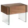 Image de Table D'appoint 1 Tiroir Roka 58cm - Noyer Et Verre Transparent