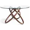 Image de Table Ronde Torsadée Bois Noyer Et Verre Trempé Artista 150 Cm