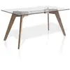 Image de Table à manger rectangulaire en verre trempé et bois de noyer