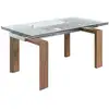 Image de Table Rectangulaire Extensible Roka 160-240cm - Plateau Verre Trempé Et Pieds Noyer