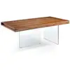 Image de Table moderne bois noyer et pieds verre trempé zooka 200 cm