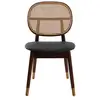 Image de Chaise en simili cuir avec dossier en rotin et pieds en noyer
