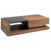 Image de Table Basse - PARIS PRIX - Lucia - 130cm - Bois Noyer - Vitrail - Design Contemporain