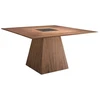 Image de Grande Table Carrée Noyer Avec Verre Teinté Noir Matega 150cm - Finition