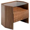 Image de Table de Chevet - PARIS PRIX - Hexagonale - 1 Tiroir - Bois Contreplaqué Noyer - 65cm
