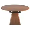 Image de Table à manger extensible en bois de noyer et base carrée pyramidale