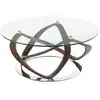 Image de Table basse ronde en verre trempé, noyer et acier chromé