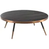 Image de Table Basse Ronde En Marbre De Porcelaine Et Acier Noir