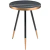 Image de Table D'angle Ronde En Marbre Porcelaine Et Acier Noir