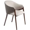 Image de Chaise en tissu et simili cuir - Beige - Vison - Noyer - AC ANGEL CERDÁ - Contemporain - Design